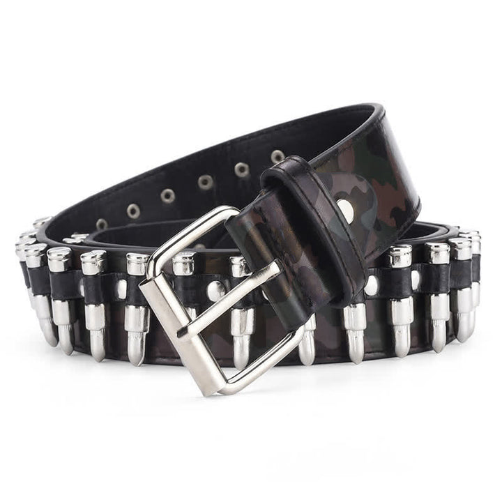 Ceinture en cuir à rivets et motif camouflage Rock Wild Bullet