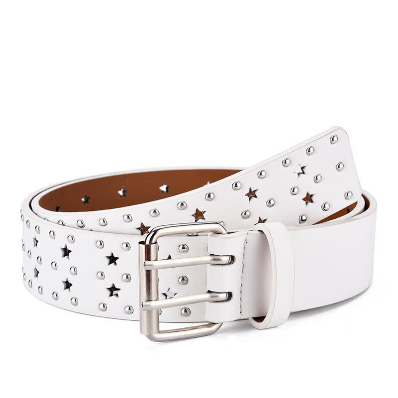 Ceinture en cuir à rivets creux à double griffe en forme d'étoile