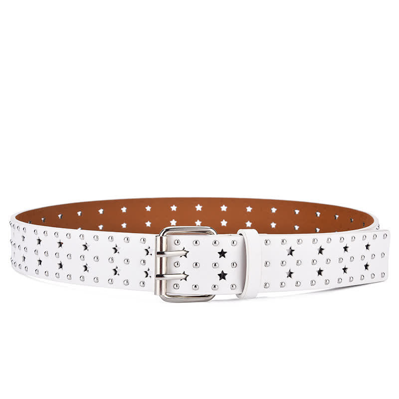 Ceinture en cuir à rivets creux à double griffe en forme d'étoile