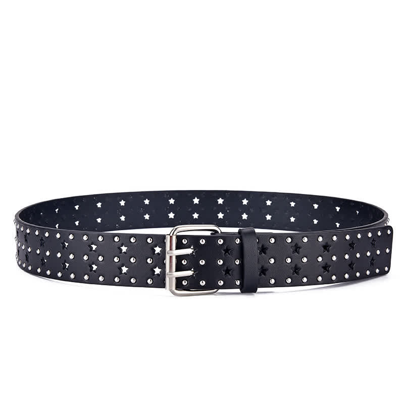 Ceinture en cuir à rivets creux à double griffe en forme d'étoile