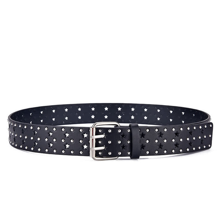 Ceinture en cuir à rivets creux à double griffe en forme d'étoile