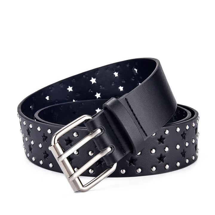 Ceinture en cuir à rivets creux à double griffe en forme d'étoile