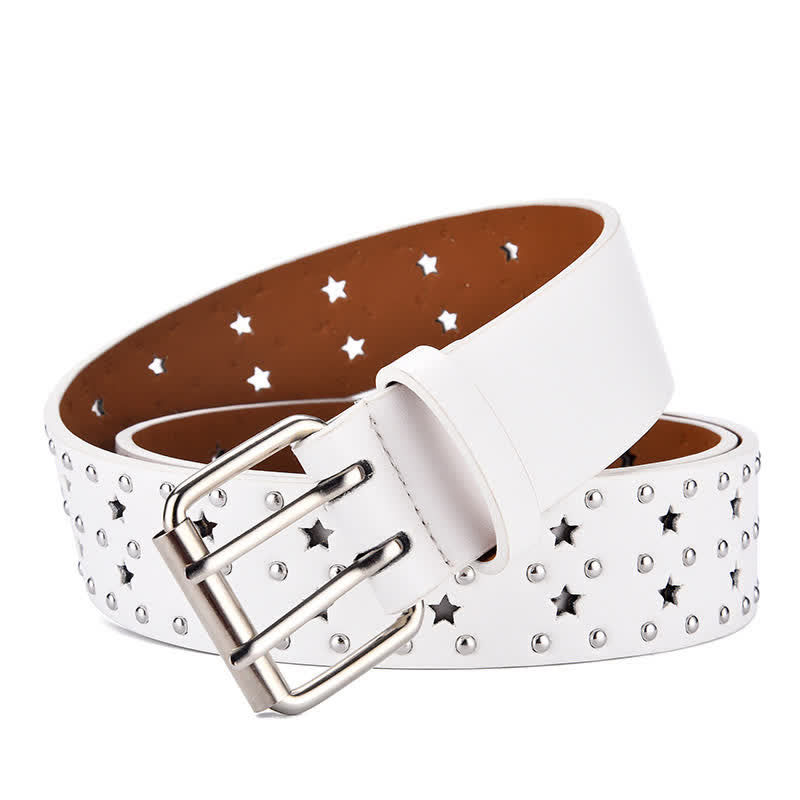 Ceinture en cuir à rivets creux à double griffe en forme d'étoile