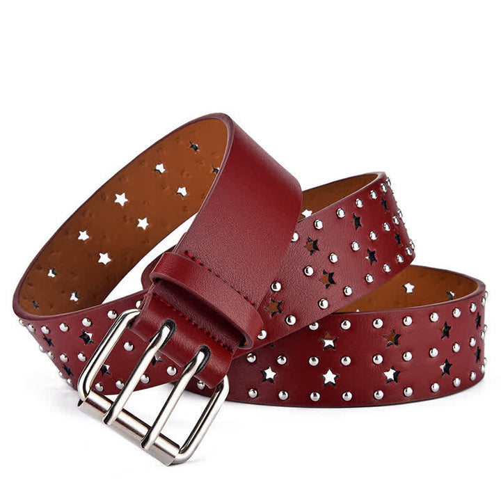 Ceinture en cuir à rivets creux à double griffe en forme d'étoile