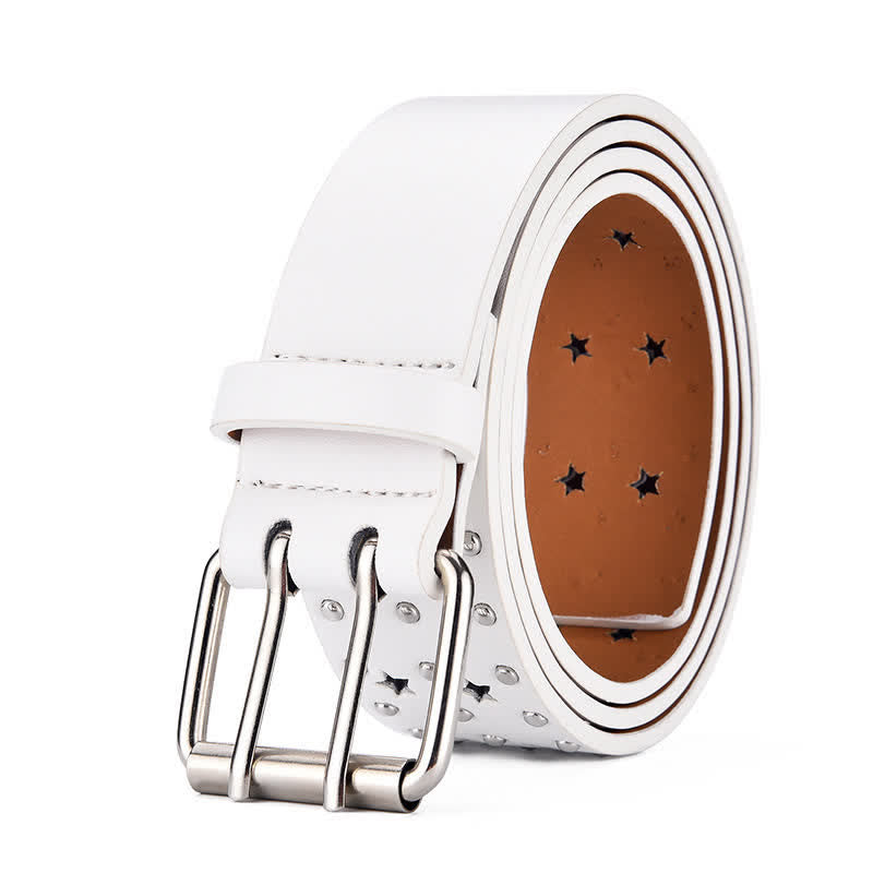 Ceinture en cuir à rivets creux à double griffe en forme d'étoile