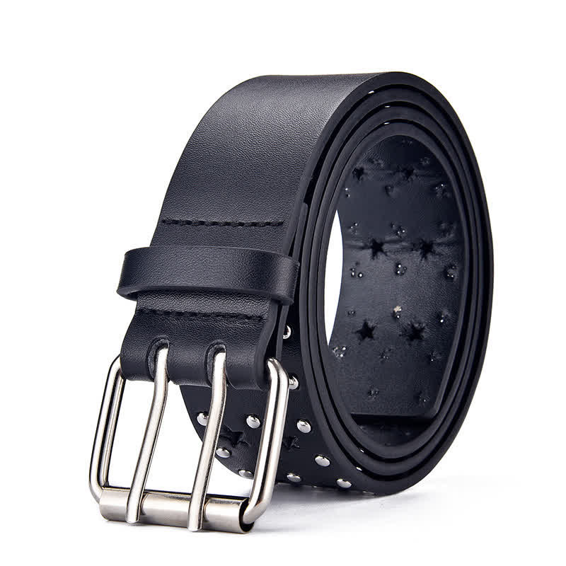Ceinture en cuir à rivets creux à double griffe en forme d'étoile