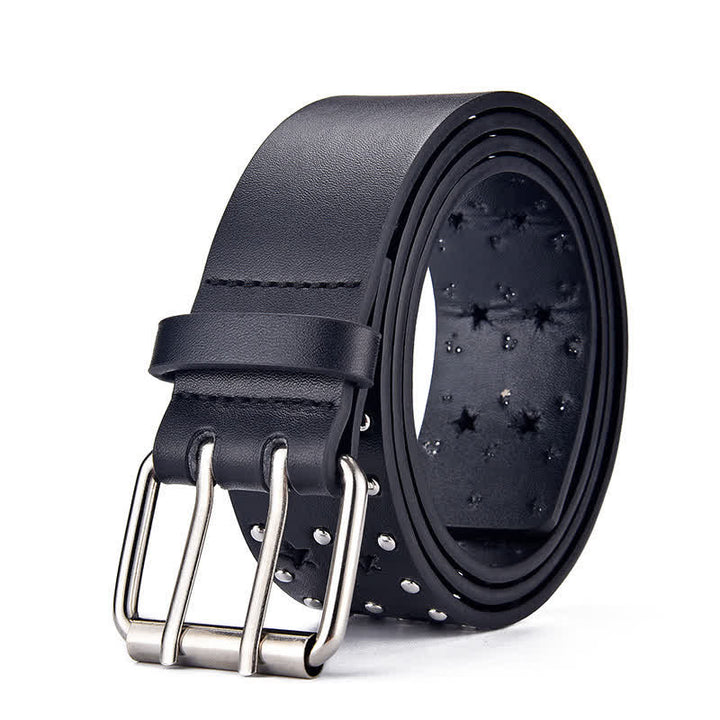 Ceinture en cuir à rivets creux à double griffe en forme d'étoile