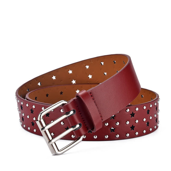 Ceinture en cuir à rivets creux à double griffe en forme d'étoile