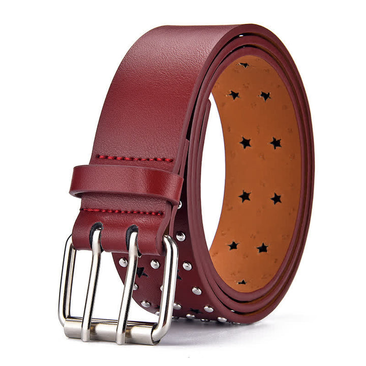 Ceinture en cuir à rivets creux à double griffe en forme d'étoile