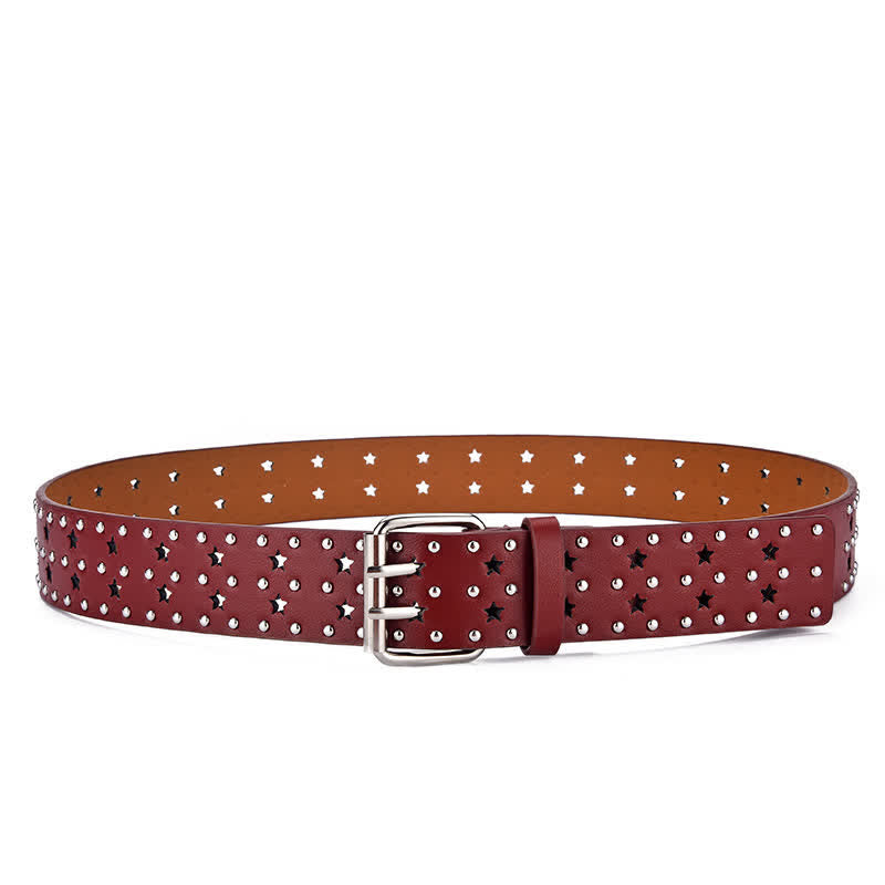 Ceinture en cuir à rivets creux à double griffe en forme d'étoile