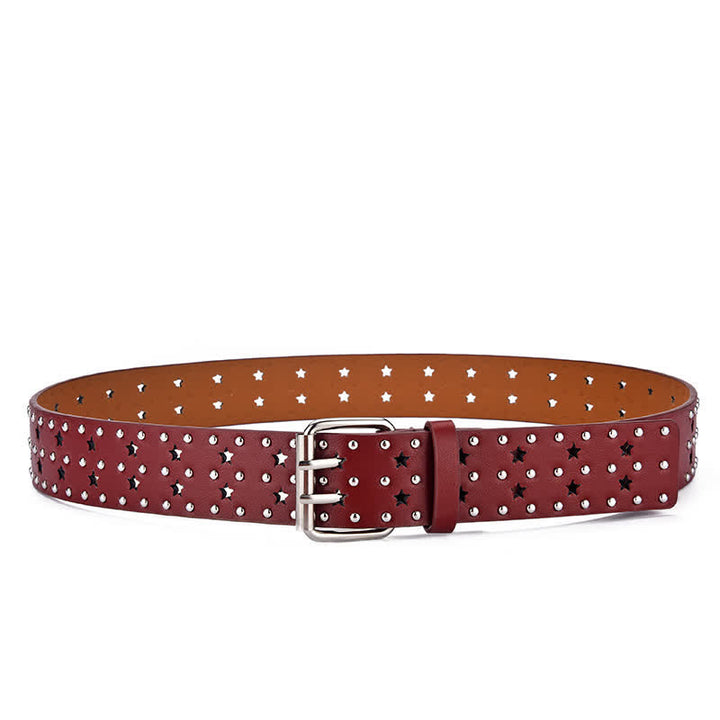Ceinture en cuir à rivets creux à double griffe en forme d'étoile
