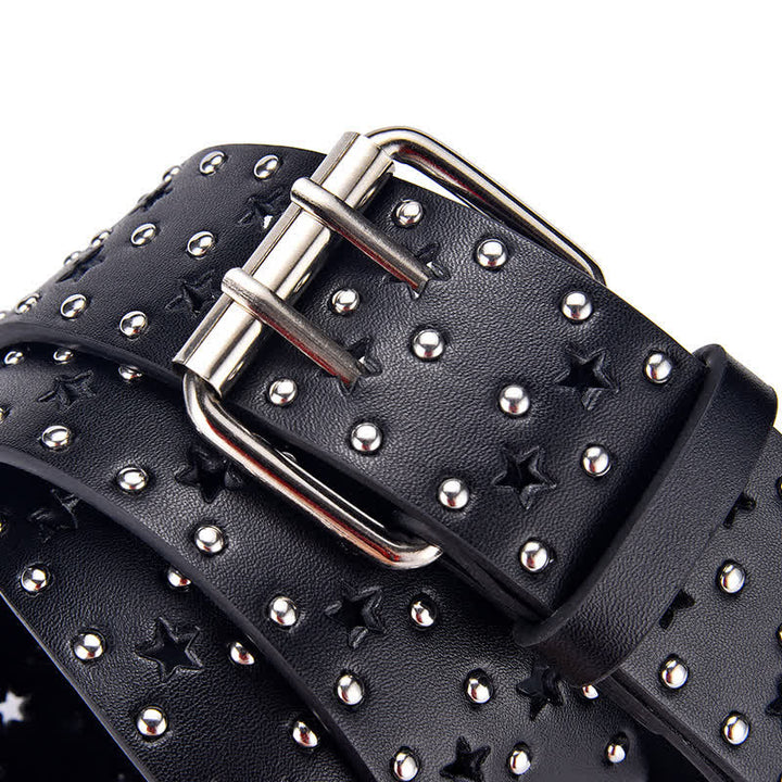 Ceinture en cuir à rivets creux à double griffe en forme d'étoile