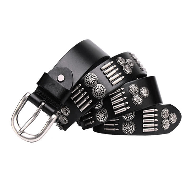 Ceinture en cuir à rivets en métal punk rock à la mode