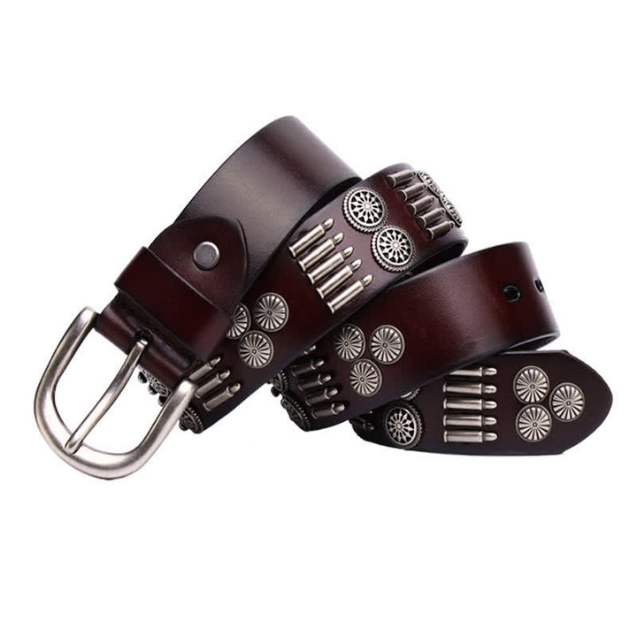 Ceinture en cuir à rivets en métal punk rock à la mode