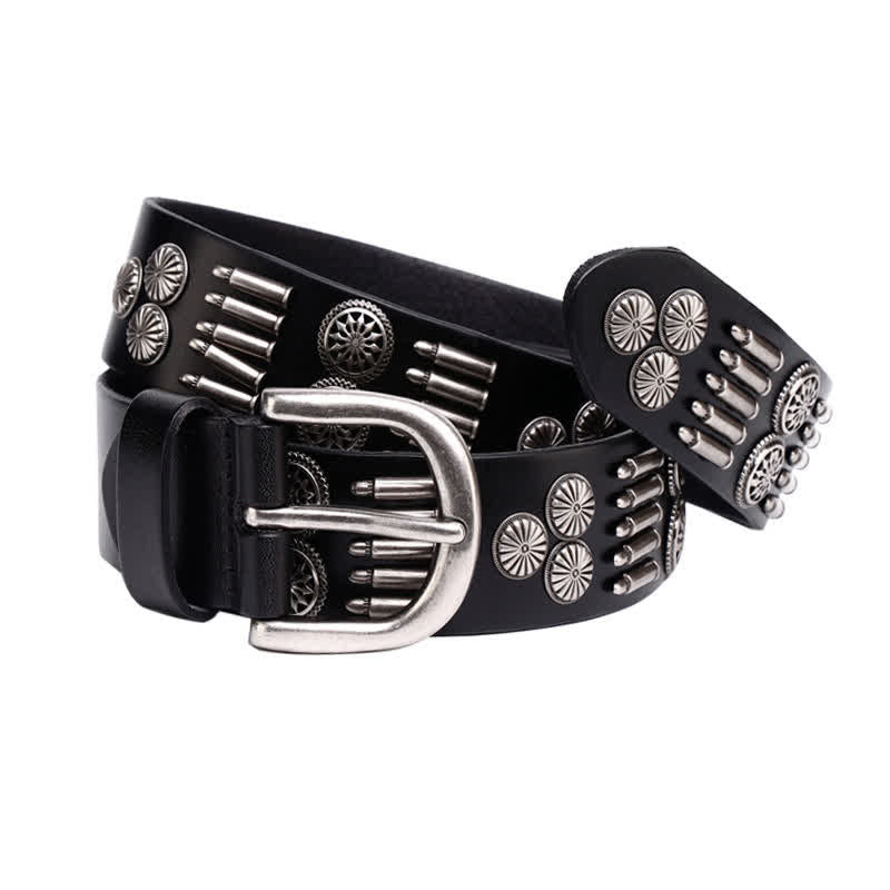 Ceinture en cuir à rivets en métal punk rock à la mode