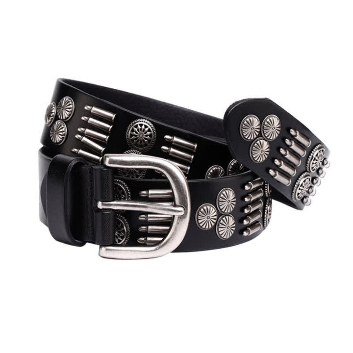 Ceinture en cuir à rivets en métal punk rock à la mode