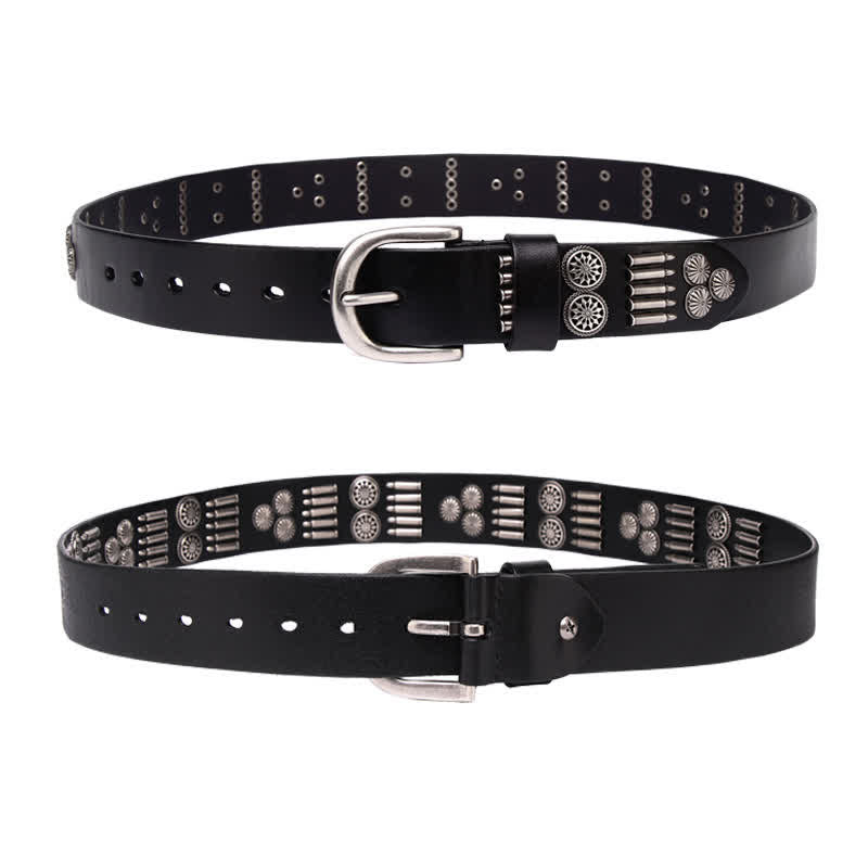 Ceinture en cuir à rivets en métal punk rock à la mode