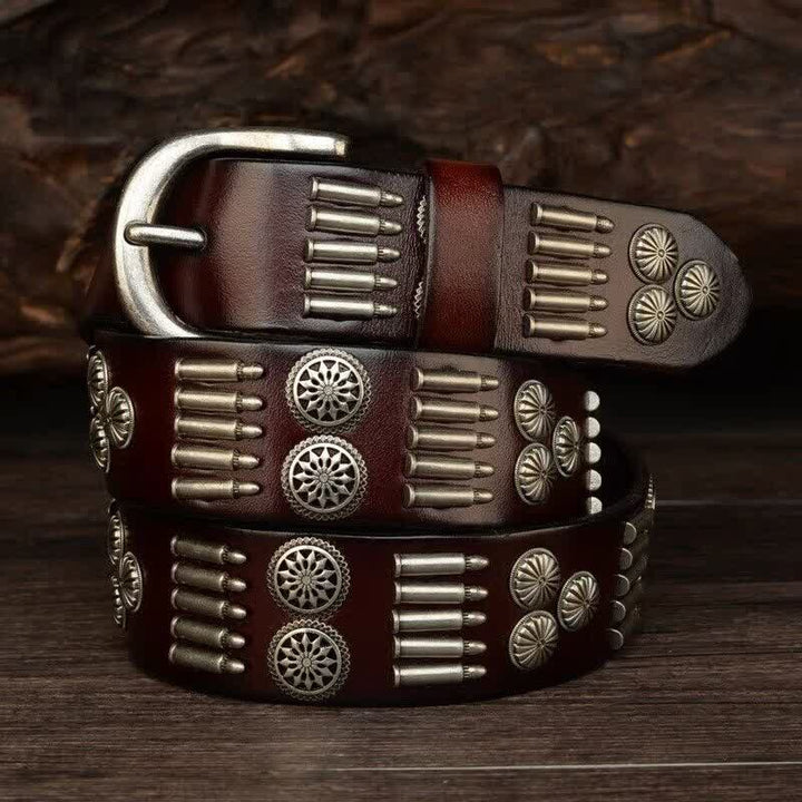 Ceinture en cuir à rivets en métal punk rock à la mode