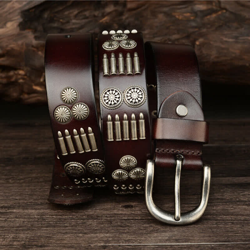 Ceinture en cuir à rivets en métal punk rock à la mode