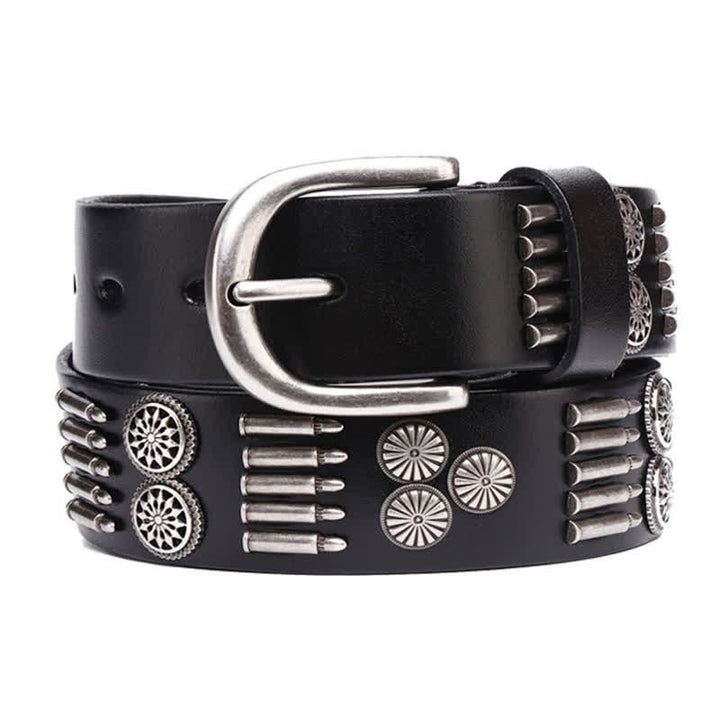 Ceinture en cuir à rivets en métal punk rock à la mode