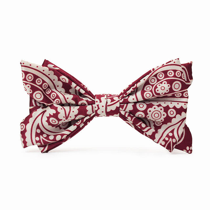 Nœud papillon imprimé pois cajou rouge et blanc pour homme