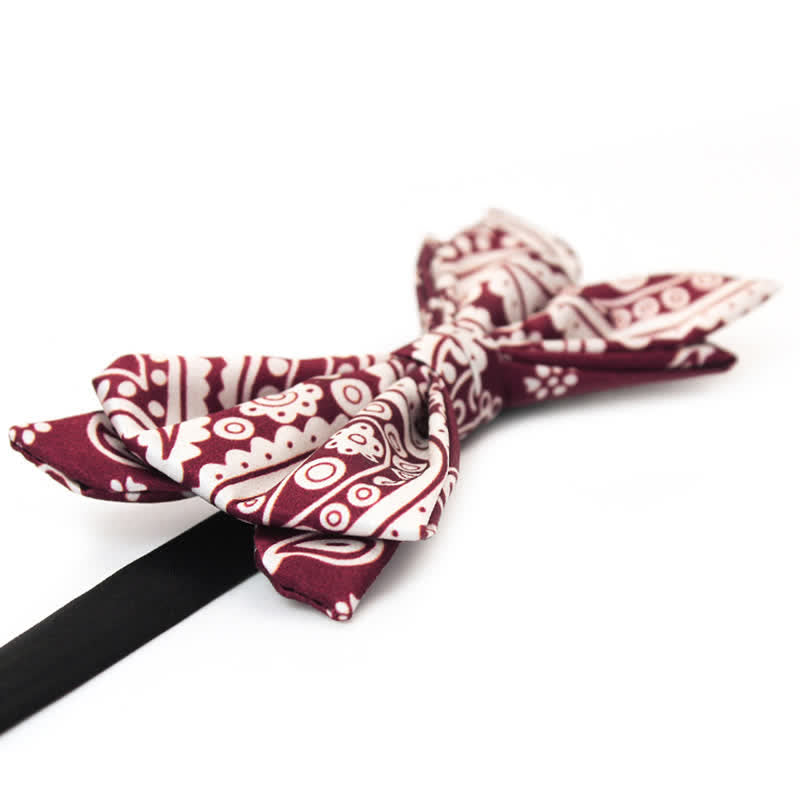 Nœud papillon imprimé pois cajou rouge et blanc pour homme