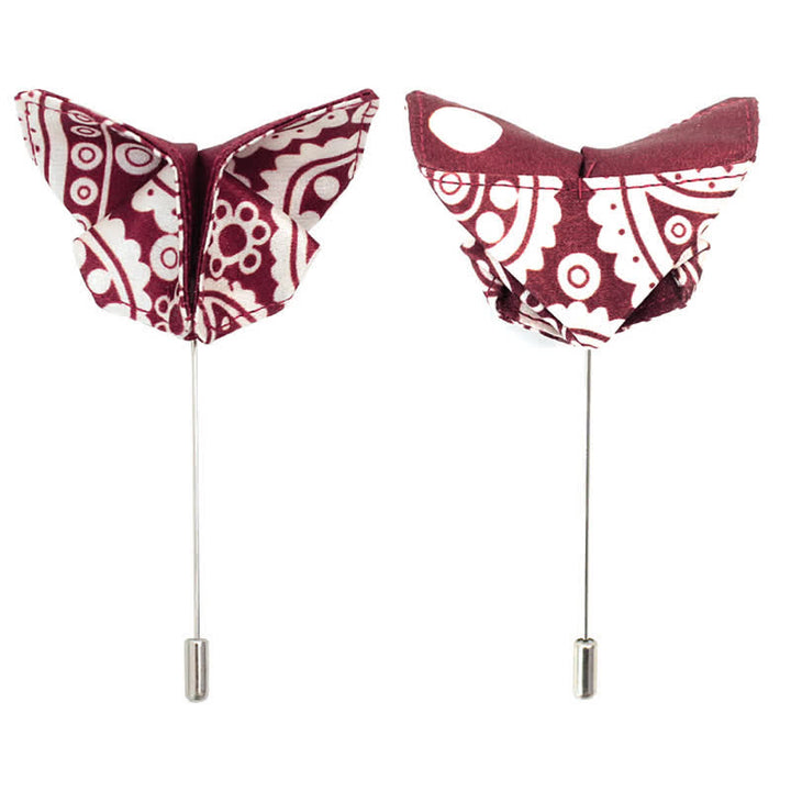 Nœud papillon imprimé pois cajou rouge et blanc pour homme