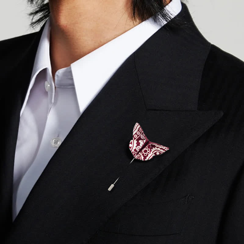 Nœud papillon imprimé pois cajou rouge et blanc pour homme