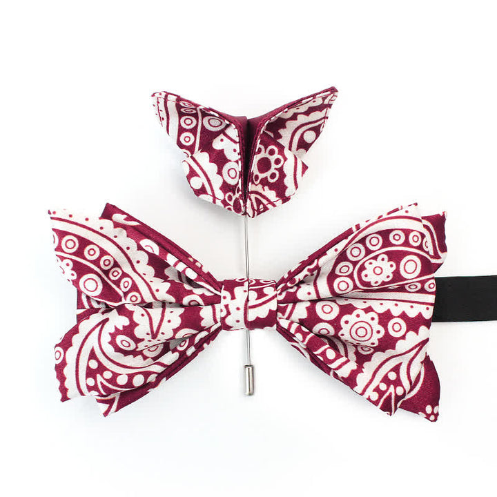 Nœud papillon imprimé pois cajou rouge et blanc pour homme