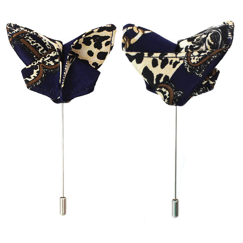 Nœud papillon luxueux à motifs bleu marine et beige pour homme