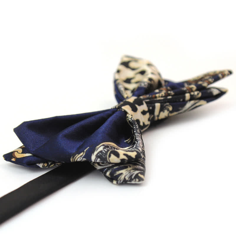 Nœud papillon luxueux à motifs bleu marine et beige pour homme