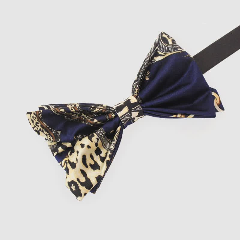 Nœud papillon luxueux à motifs bleu marine et beige pour homme
