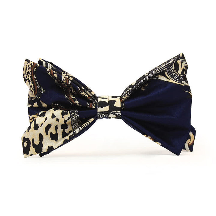 Nœud papillon luxueux à motifs bleu marine et beige pour homme