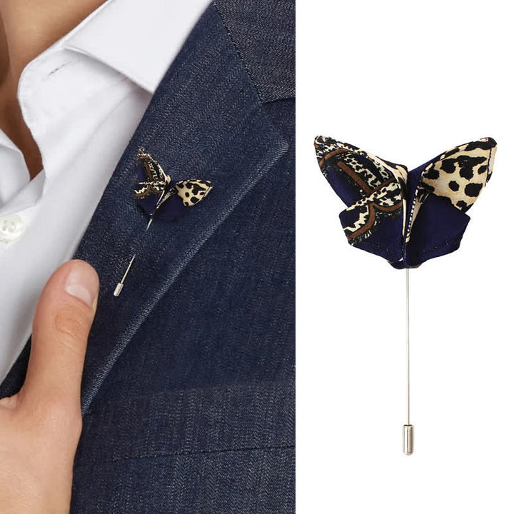 Nœud papillon luxueux à motifs bleu marine et beige pour homme