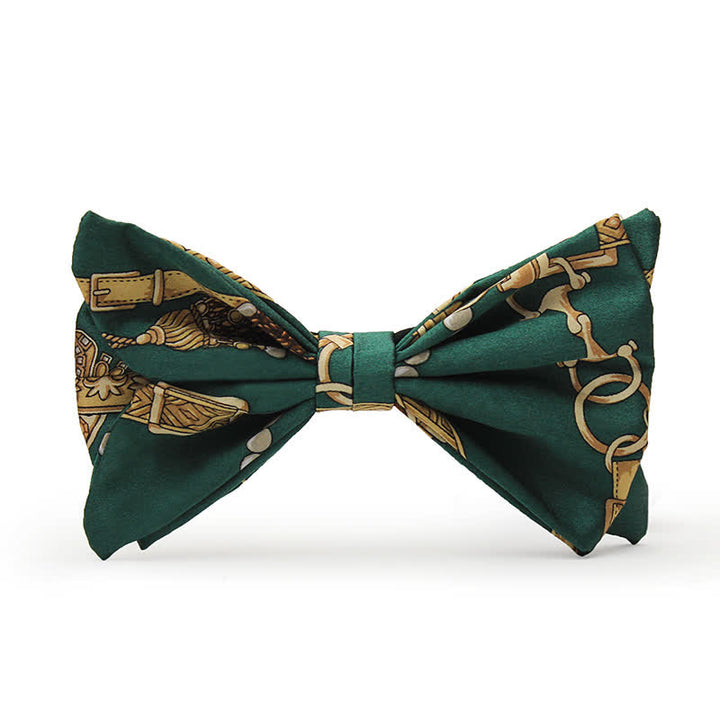 Nœud papillon rétro vert et or à imprimé Royal Court pour homme