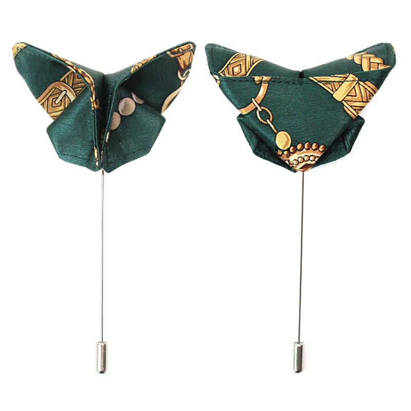 Nœud papillon rétro vert et or à imprimé Royal Court pour homme