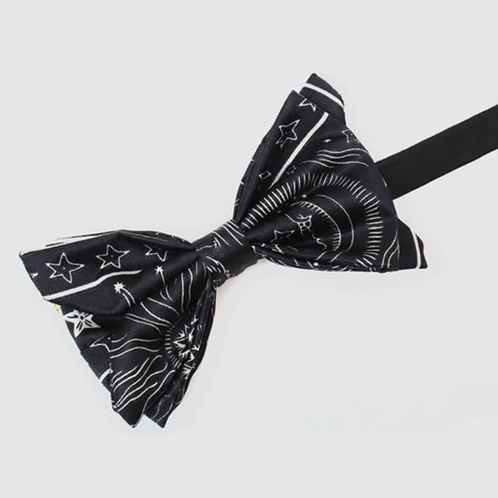Nœud papillon noir pour homme à motif soleil, lune et étoiles