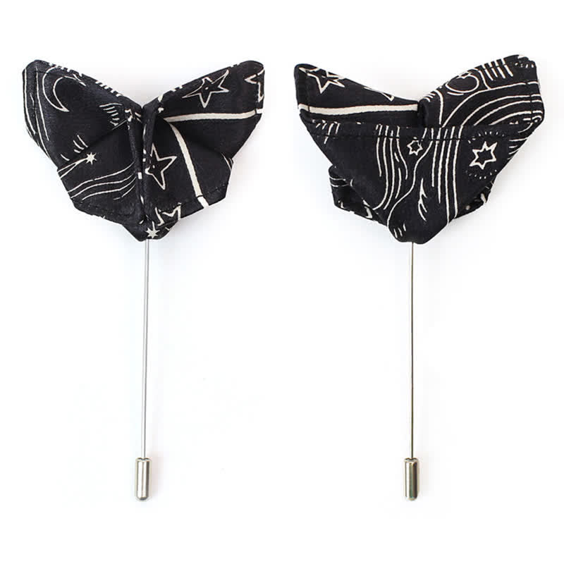 Nœud papillon noir pour homme à motif soleil, lune et étoiles