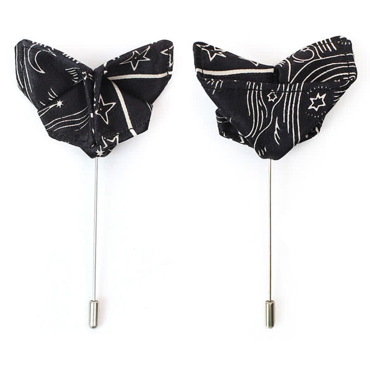 Nœud papillon noir pour homme à motif soleil, lune et étoiles