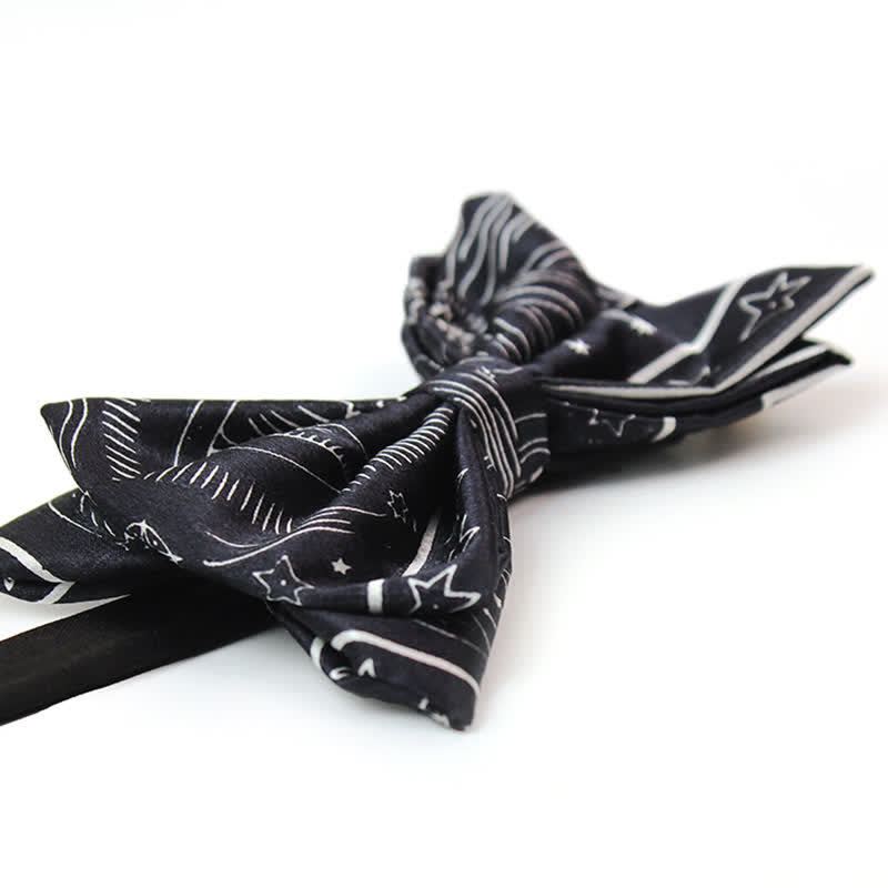 Nœud papillon noir pour homme à motif soleil, lune et étoiles