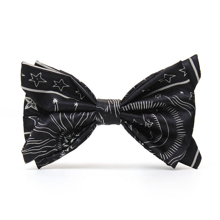 Nœud papillon noir pour homme à motif soleil, lune et étoiles
