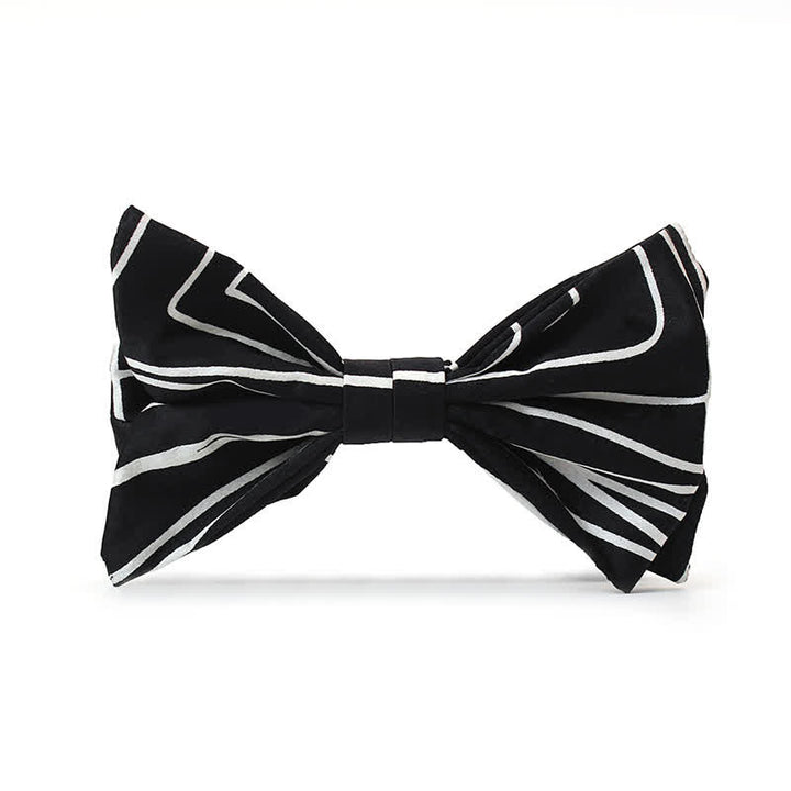 Nœud papillon noir et blanc à lignes géométriques pour homme