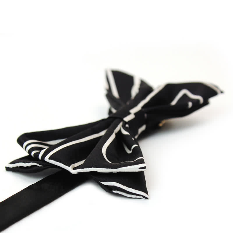 Nœud papillon noir et blanc à lignes géométriques pour homme