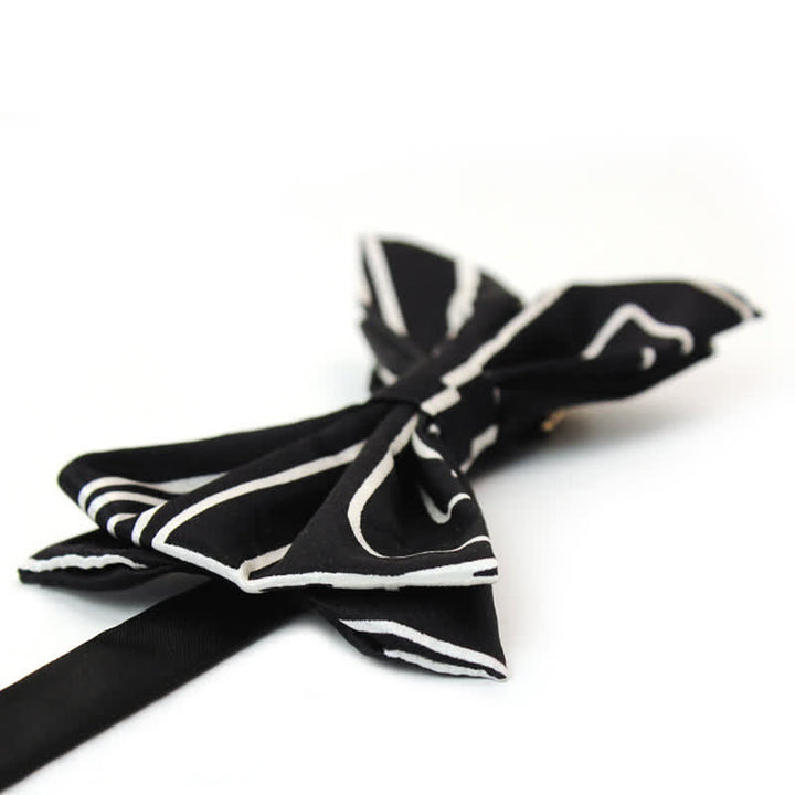 Nœud papillon noir et blanc à lignes géométriques pour homme