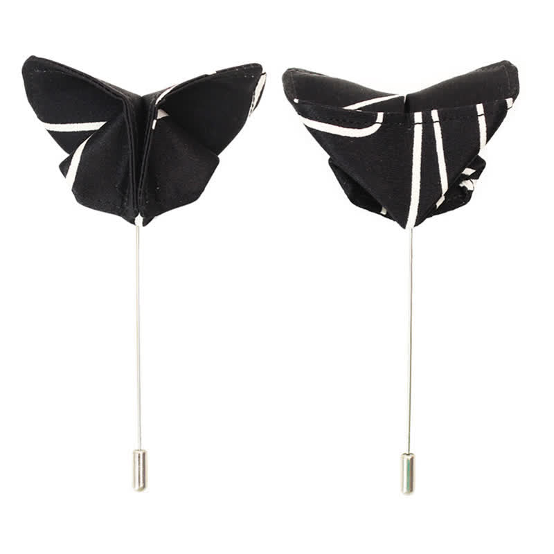 Nœud papillon noir et blanc à lignes géométriques pour homme