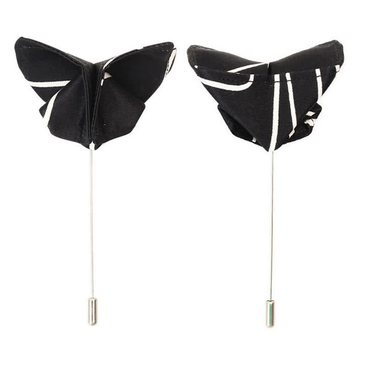 Nœud papillon noir et blanc à lignes géométriques pour homme