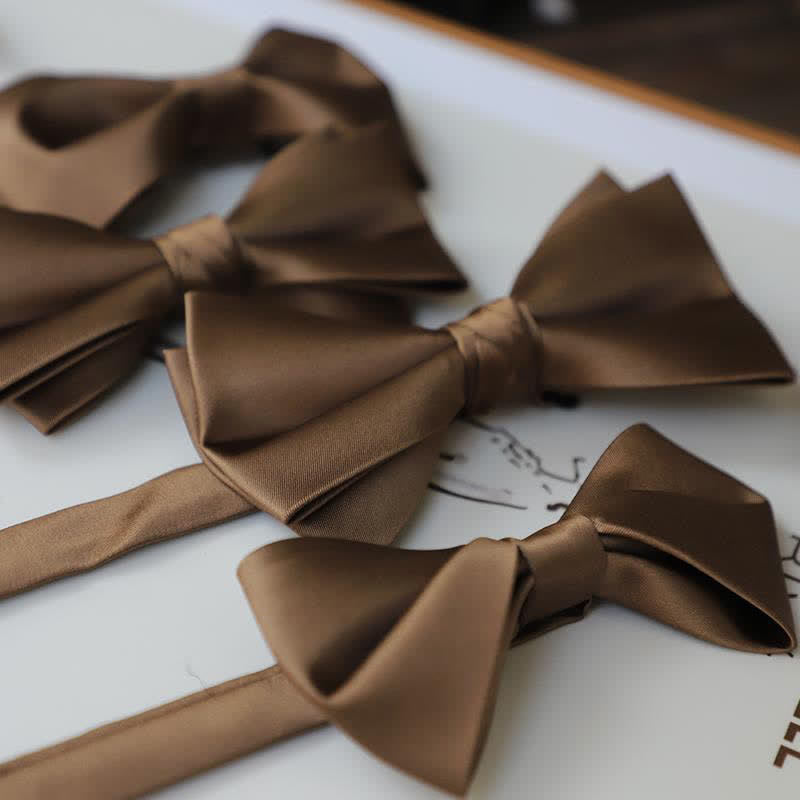 Nœud papillon pour homme de la série couleur café marron uni