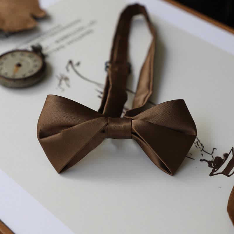 Nœud papillon pour homme de la série couleur café marron uni