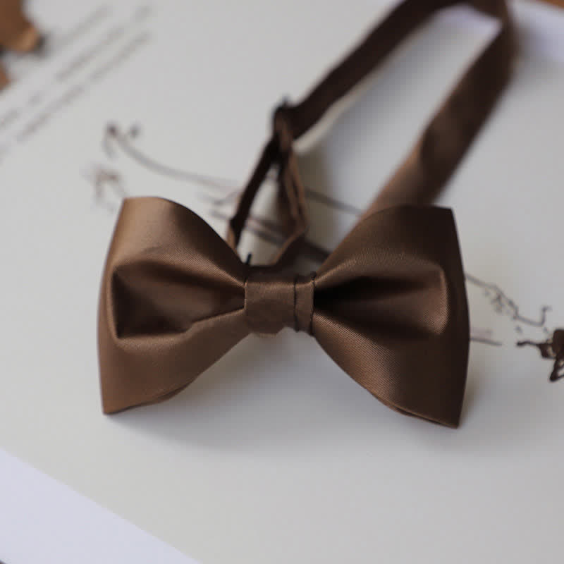 Nœud papillon pour homme de la série couleur café marron uni