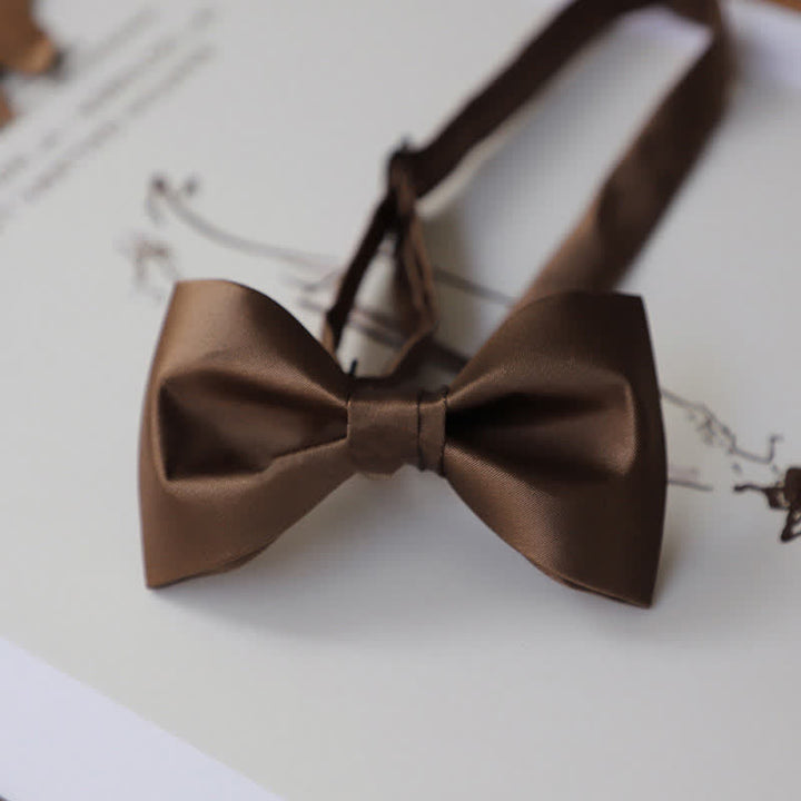 Nœud papillon pour homme de la série couleur café marron uni
